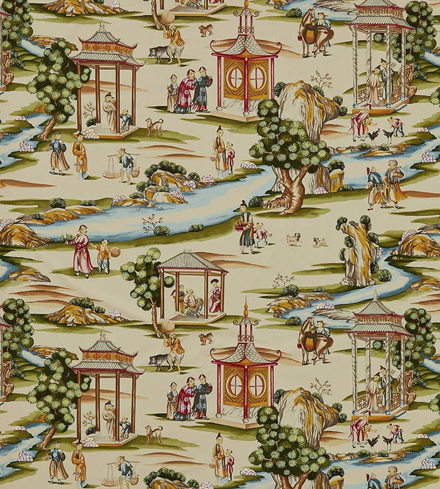 Scalamandre Shanghai Cotton Print Multi On Tea Stain Fabric SC162640002