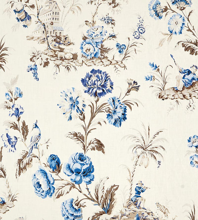 Scalamandre Somerset Linen Print Porcelain Fabric SC165840002