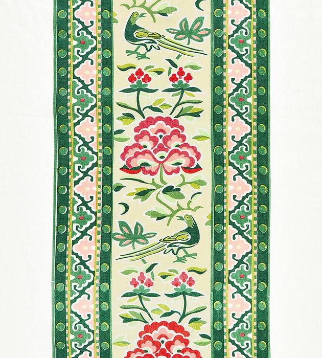 Scalamandre Royal Peony Linen Print Spring Green Fabric SC166130002
