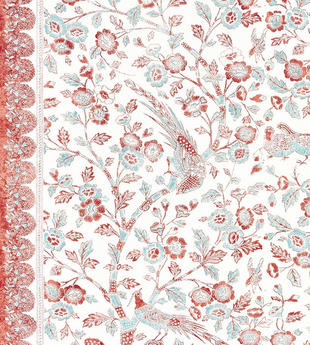 Scalamandre Anissa Print Coral Spice Fabric Sample SC166250002