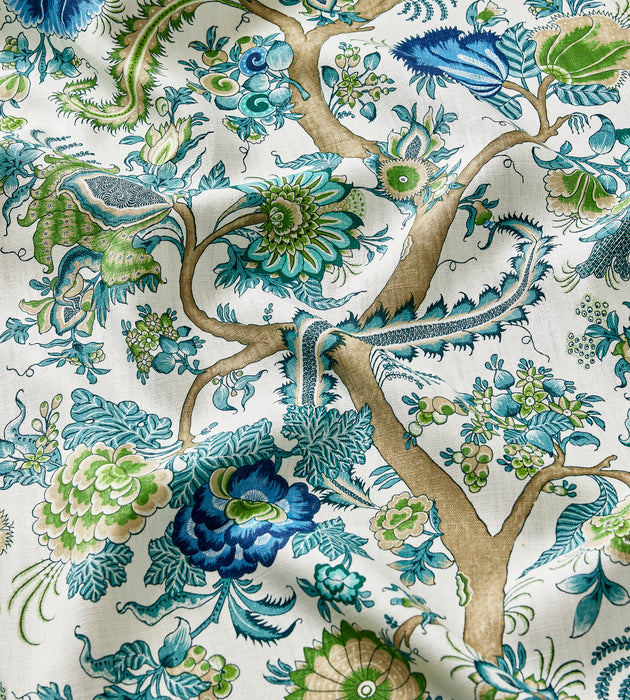 Scalamandre Metropolitan Palampore Print Aegean Fabric Sample SC166490002