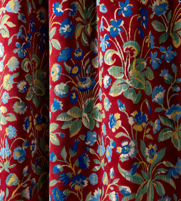 Scalamandre Millefleur Velvet Ruby Cobalt Fabric Sample SC273280002