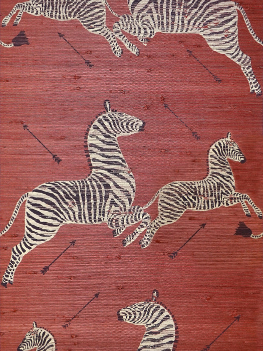 Scalamandre Zebras - Grasscloth Red Wallpaper SCG81388M0002