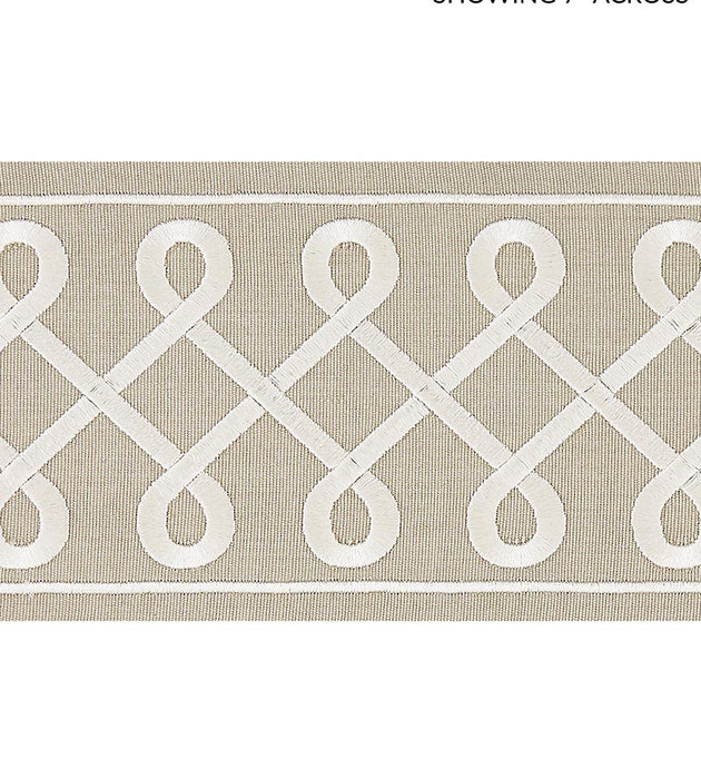 Scalamandre Soutache Embroidered Tape Pearl Grey Trim Sample SCT32810002