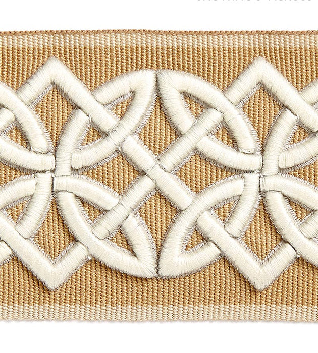 Scalamandre Celtic Embroidered Tape Camel Trim Sample SCT32820002