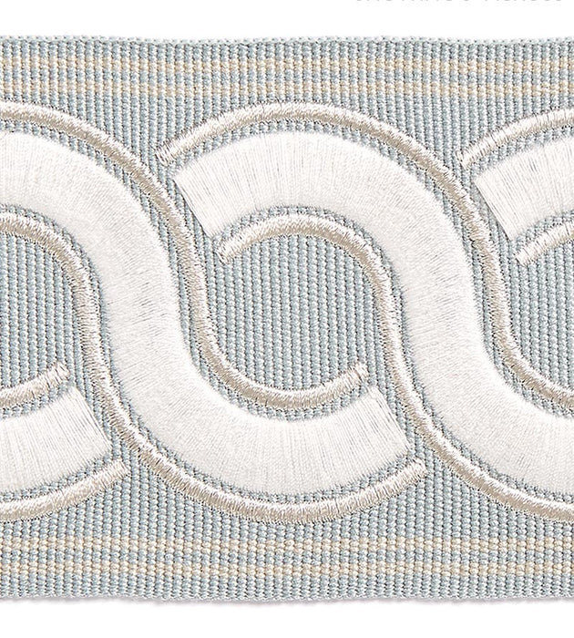 Scalamandre Guilloche Embroidered Tape Mineral Trim Sample SCT32830002