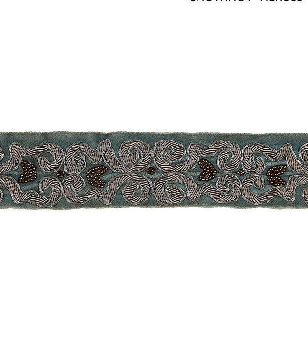 Scalamandre Zardozi Velvet Tape Mineral & Pewter Trim Sample SCT32900002