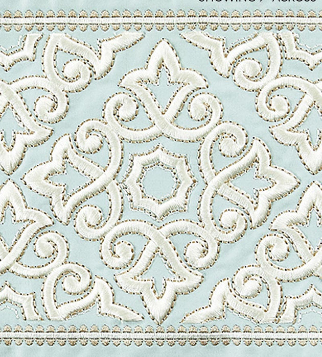 Scalamandre Ornamental Embroidered Tape Aquamarine Trim Sample SCT33200002