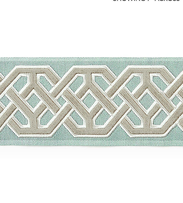 Scalamandre Beaufort Velvet Tape Aquamarine Trim Sample SCT33220002