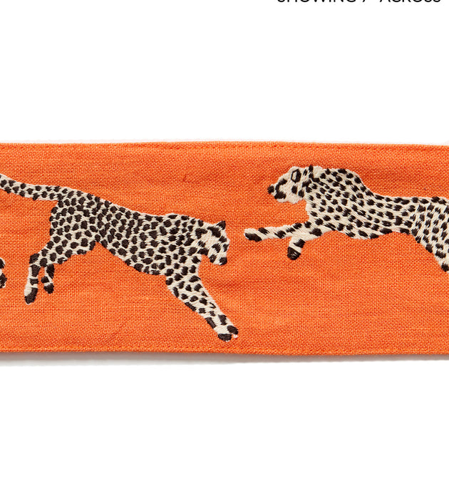 Scalamandre Leaping Cheetah Embrdry Tape Clementine Trimming Sample SCT33310002