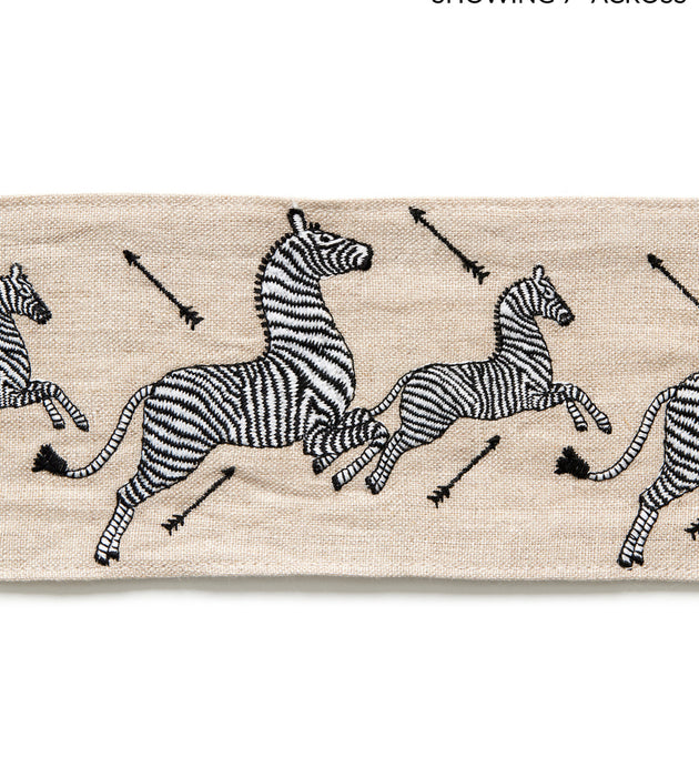 Scalamandre Zebras Embroidered Tape Linen Trimming Sample SCT33320002