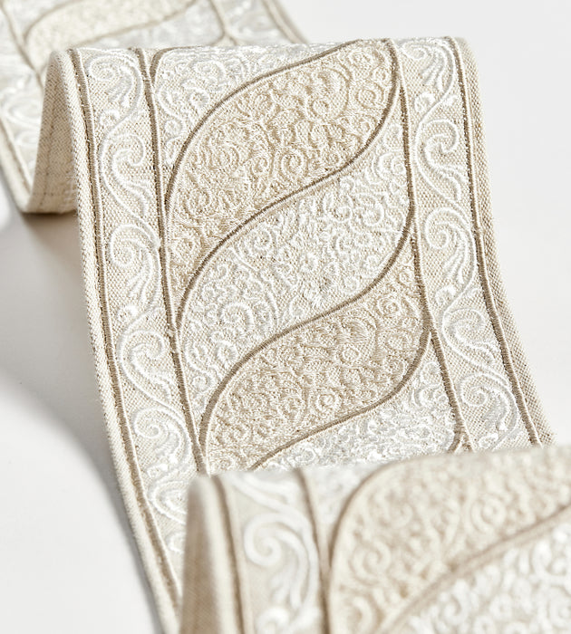 Scalamandre Paisley Embroidered Tape Fawn Trimming Sample SCT33400002