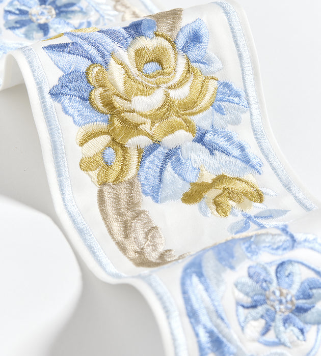 Scalamandre Reine Embroidered Tape Gold And Blue Trimming Sample SCT33420002