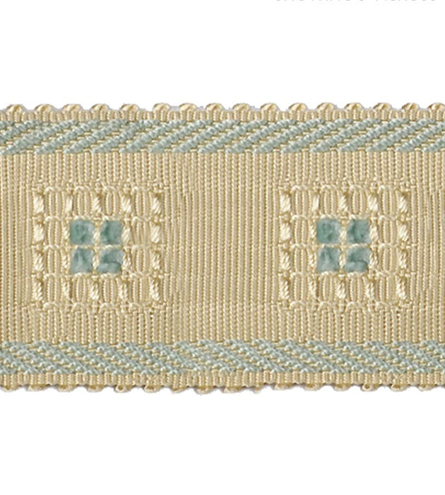 Scalamandre Sienese Braid Cream & Blue Trim Sample SCV713M0002