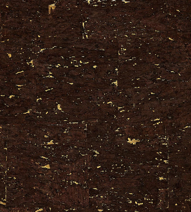 Scalamandre Carbonized Cork Espresso & Gold Wallpaper Sample SCWP883520002