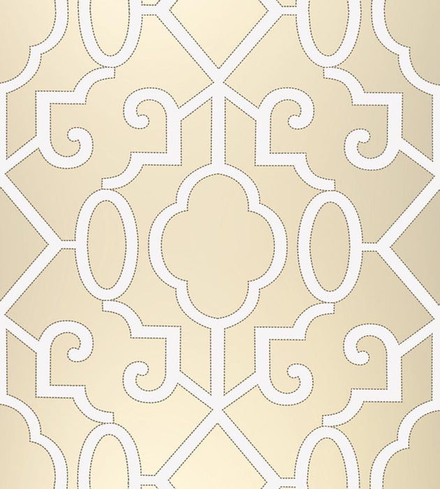 Scalamandre Ming Fretwork WP Champagne Wallpaper Sample SCWP883560002