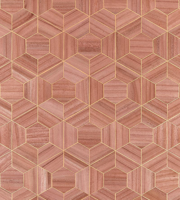 Scalamandre Hive - Wood Rosewood Wallpaper SCWP884670002
