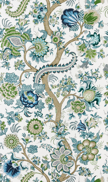 Scalamandre Metropolitan Palampore Aegean Wallpaper Sample SCWP885610002