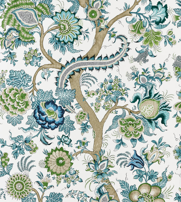 Scalamandre Metropolitan Palampore Aegean Wallcovering Sample SCWP885610002