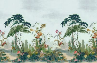 Scalamandre Vembanad Mural | 4 Panel Set Everglade Wallpaper Sample SCWP885870002