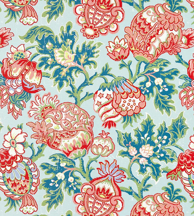 Scalamandre Canterbury Linen Print Aquamarine Fabric SC165930003