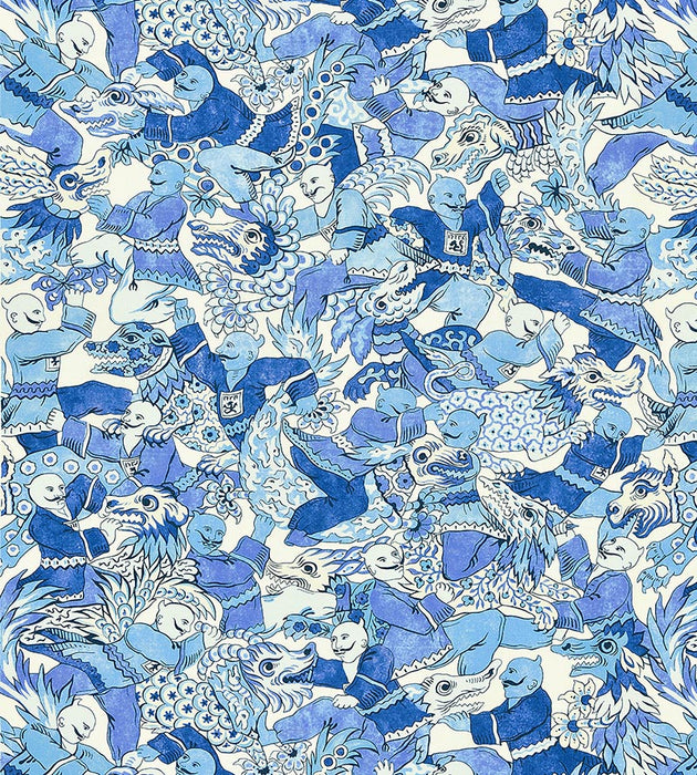 Scalamandre Dragon Dance Porcelain Fabric Sample SC166120003