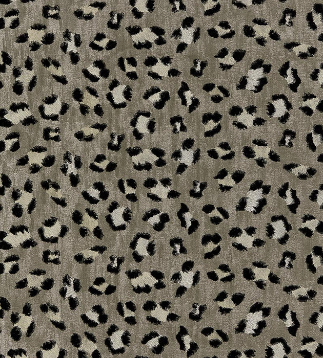 Scalamandre Broderie Leopard Ebony On Silver Fabric SC270750003