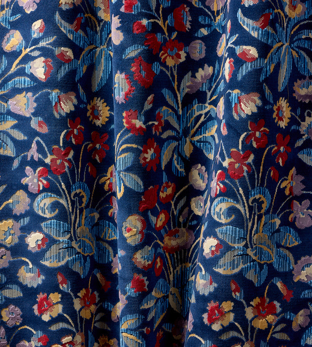 Scalamandre Millefleur Velvet Navy Lilac Fabric Sample SC273280003