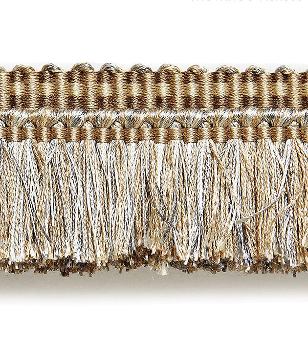 Scalamandre Shimmer Brush Fringe Flax Trim Sample SCFC14950003