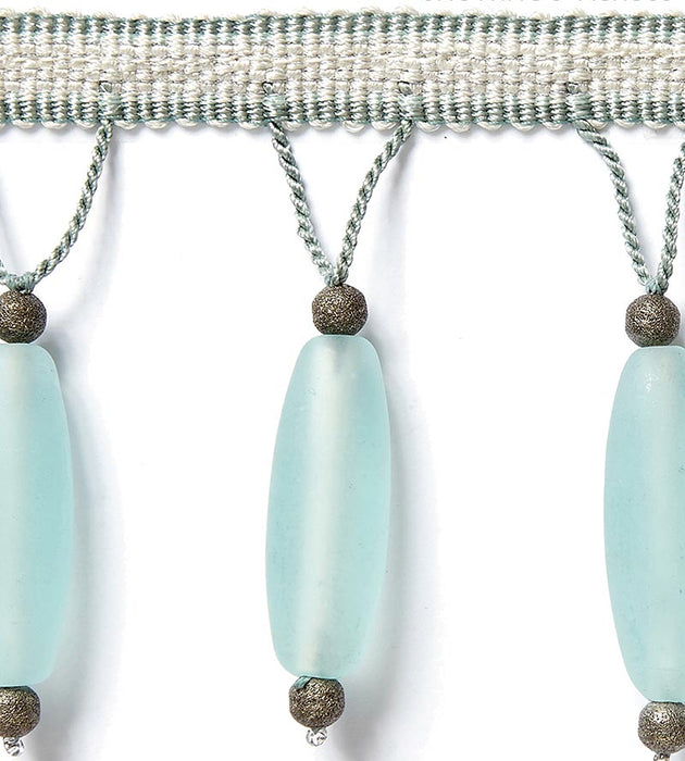 Scalamandre Vionnet Beaded Fringe Aquamarine Trim Sample SCFX15010003