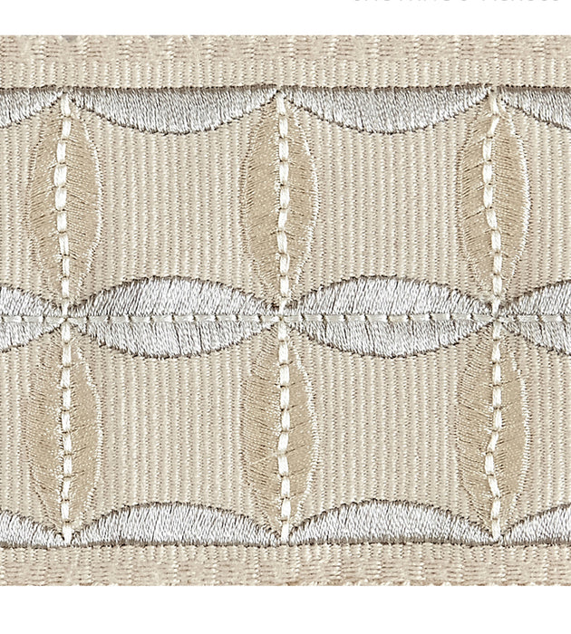 Scalamandre Fiori Embroidered Tape Flax Trimming Sample SCT32880003