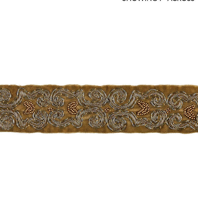 Scalamandre Zardozi Velvet Tape Burnished Gold Trim Sample SCT32900003