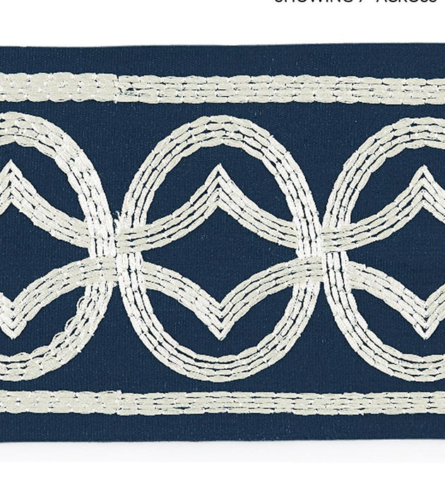 Scalamandre Athena Embroidered Tape Navy Trim Sample SCT33050003