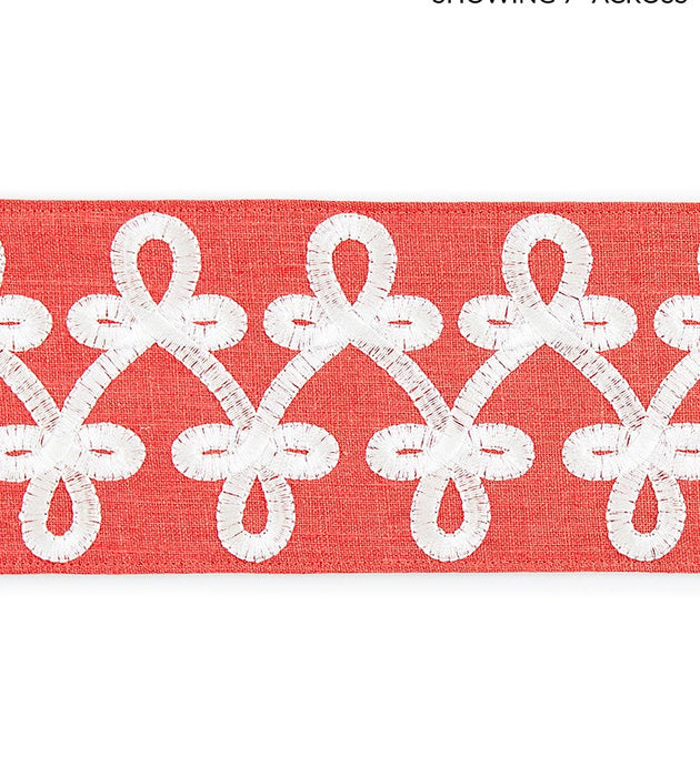 Scalamandre Empress Embroidered Tape Coral Trim Sample SCT33210003