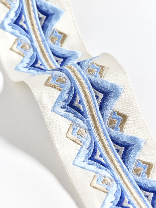 Scalamandre Flamme Embroidered Tape Porcelain Trim SCT33350003