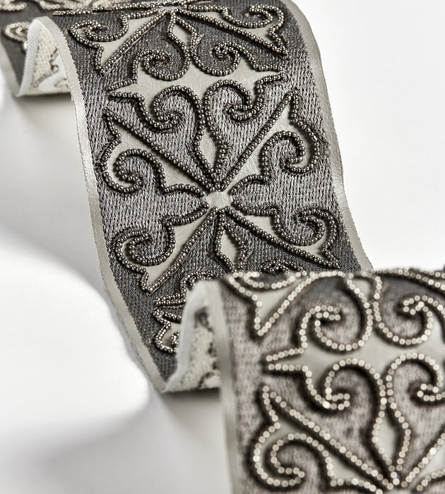 Scalamandre Saxony Embellished Tape Sterling Trimming Sample SCT33370003