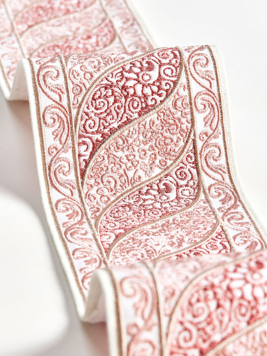 Scalamandre Paisley Embroidered Tape French Rose Trim Sample SCT33400003