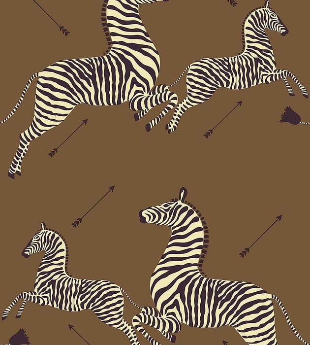 Scalamandre Zebras - Removable Safari Brown Wallpaper Sample SCWP81388PS0003