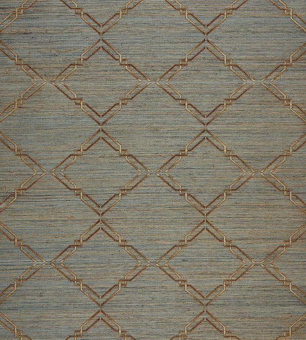 Scalamandre Monroe Embroidered Grasscloth Bronze Wallpaper Sample SCWP883830003