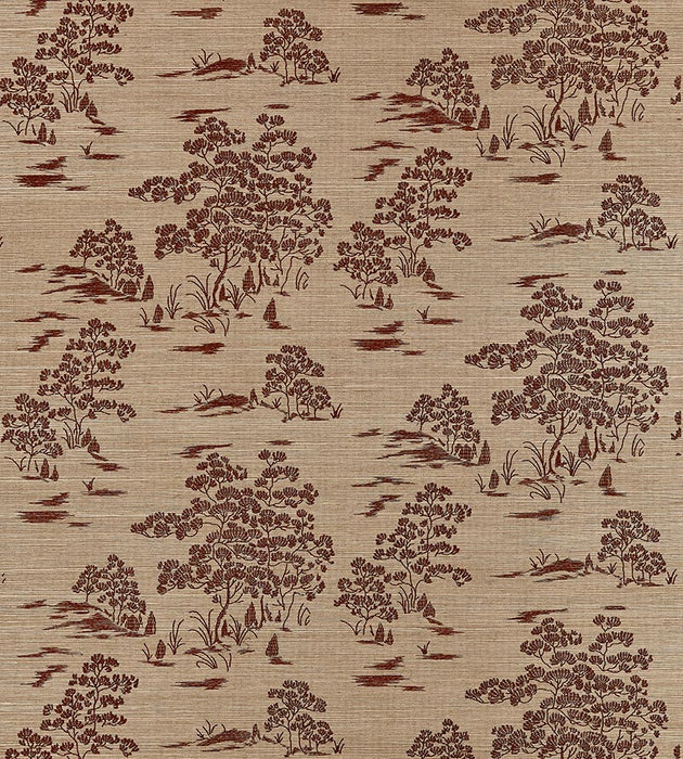 Scalamandre Katsura Embroidered Toile Terra Wallpaper SCWP884450003