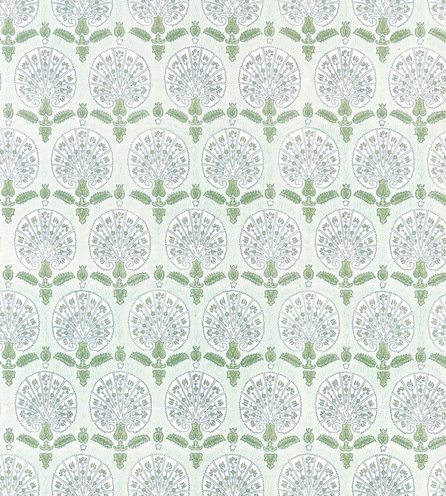 Scalamandre Karanfil Block Print Wallpaper Green Tea Wallcovering Sample SCWP885600003