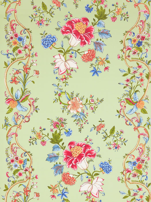 Scalamandre Camellia Trellis Seafoam Posey Wallpaper SCWP885660003