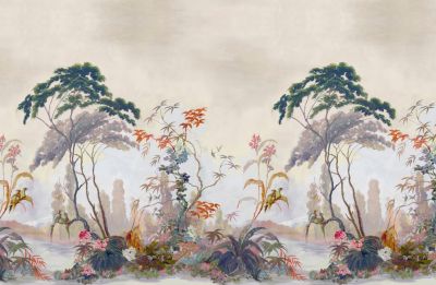 Scalamandre Vembanad Mural | 4 Panel Set Sunset Wallpaper Sample SCWP885870003