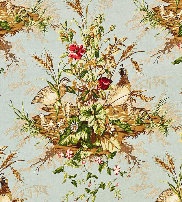 Scalamandre Edwin'S Covey Linen Print Multi On London Blue Fabric Sample SC163100004