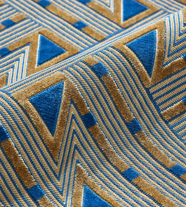 Scalamandre Kasai Velvet Blue And Gold Fabric SC273230004