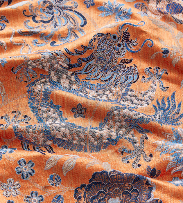 Scalamandre Dragon Tableau Persimmon Blue Fabric Sample SC273270004