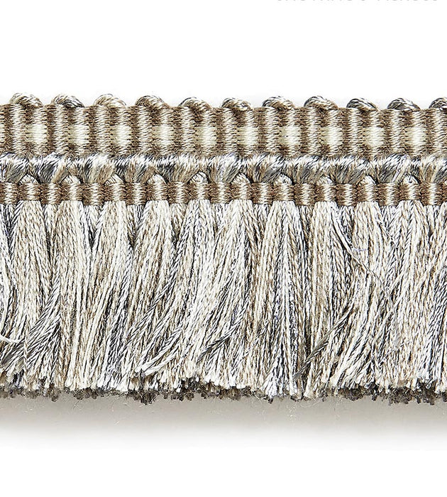 Scalamandre Shimmer Brush Fringe Silver Grey Trim Sample SCFC14950004