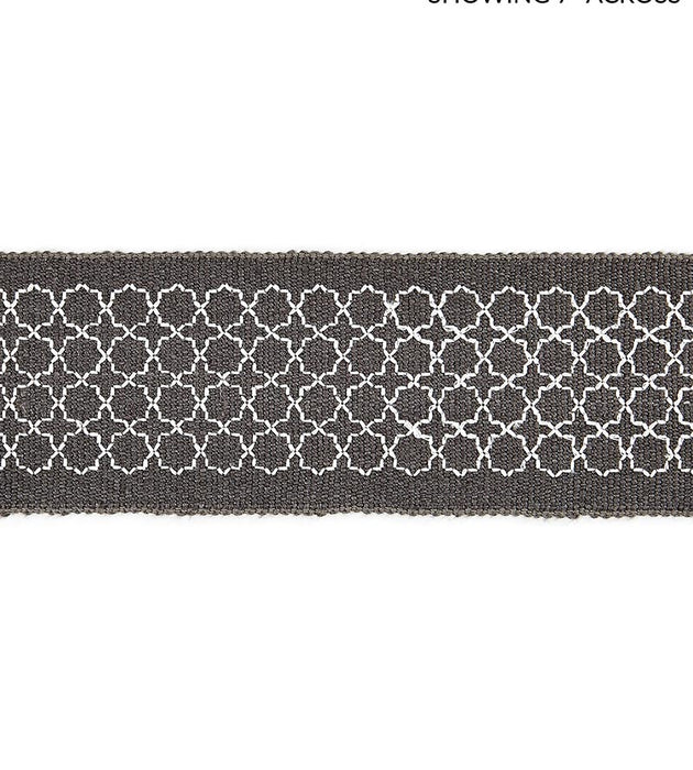 Scalamandre Seville Embroidered Tape Charcoal Trim Sample SCT32890004