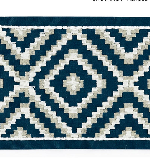 Scalamandre Medina Embroidered Tape Indigo Trim Sample SCT33060004