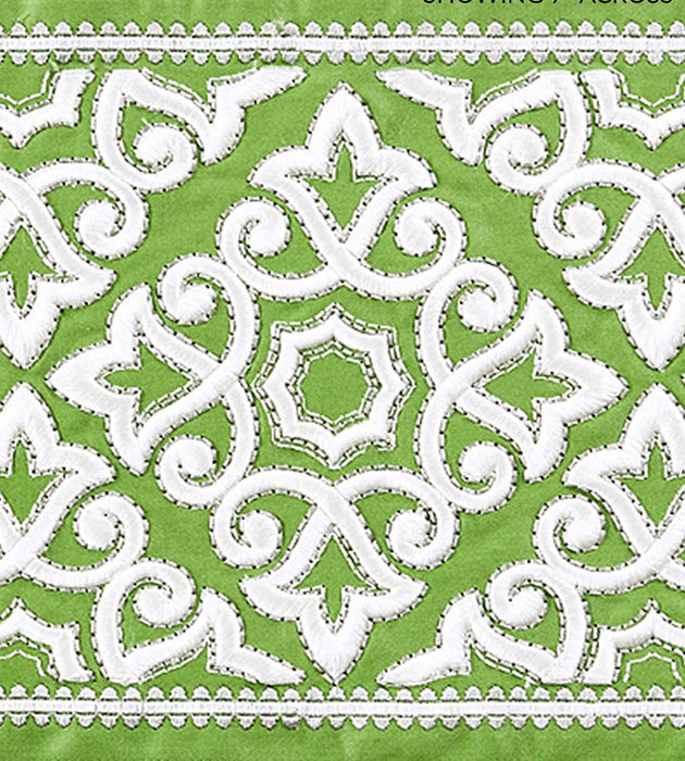 Scalamandre Ornamental Embroidered Tape Jade Trim Sample SCT33200004